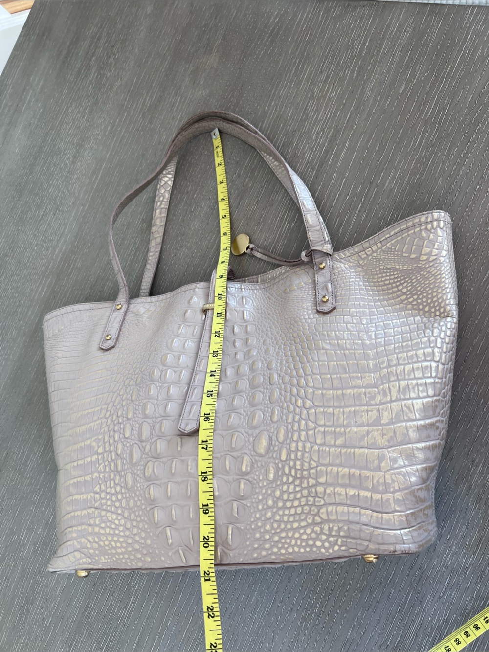 Brahmin Croc-Embossed Tote in Light Taupe - Picture 10 of 15